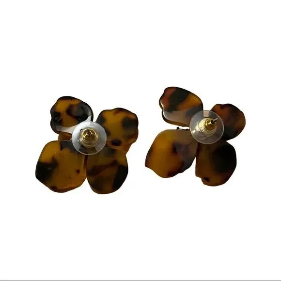 Tell Your Tail lucite flower animal print earrings - NWT - Picture 5 of 6